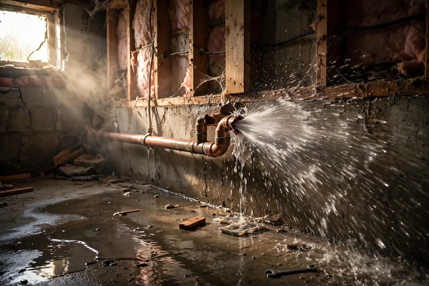 Burst pipe water damage repair in a Greenville SC home